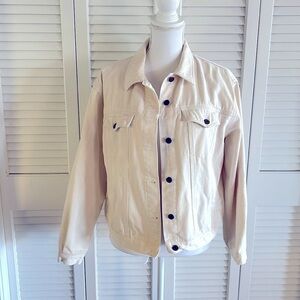 GAP Off White Denim Jean Jacket Women’s Trucker 100% Cotton Ivory Size Large